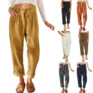 Corduroy High-Waist Pants