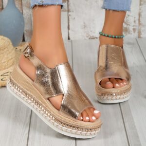 Shiny Wedge Sandals