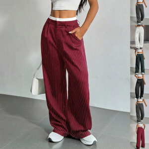 Striped High-Waist Pants
