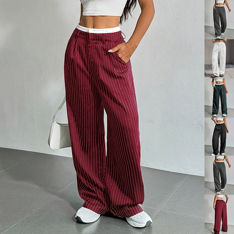 Striped High-Waist Pants