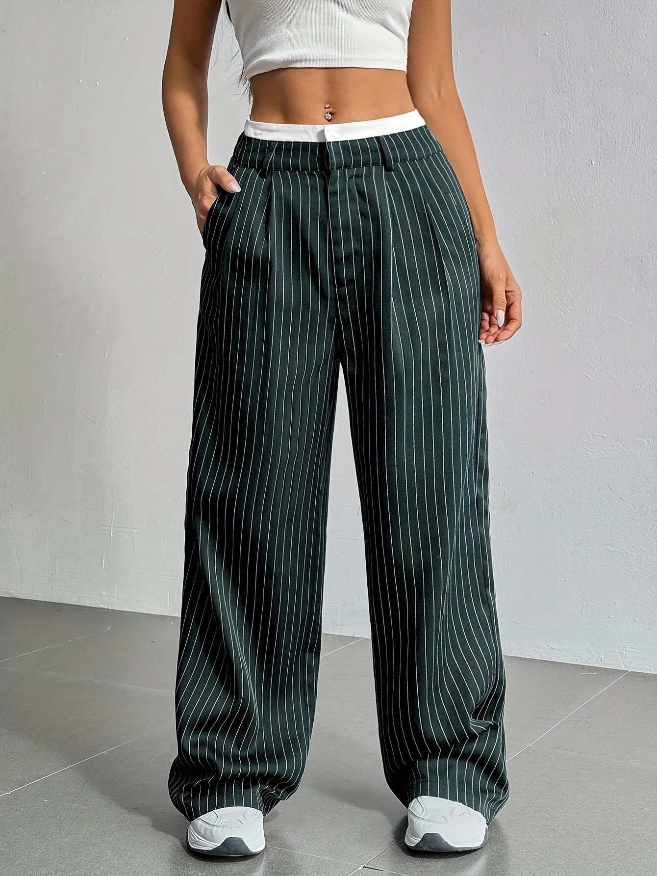 Striped High-Waist Pants - Image 7