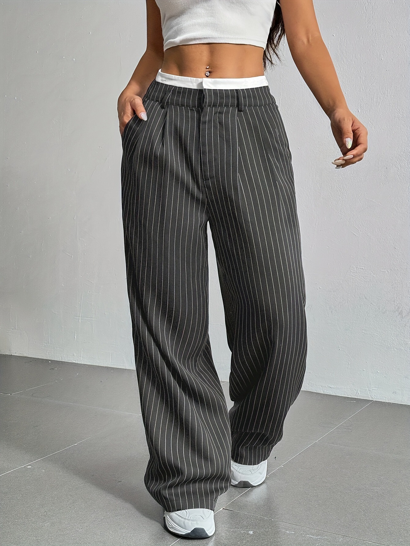 Striped High-Waist Pants - Image 3