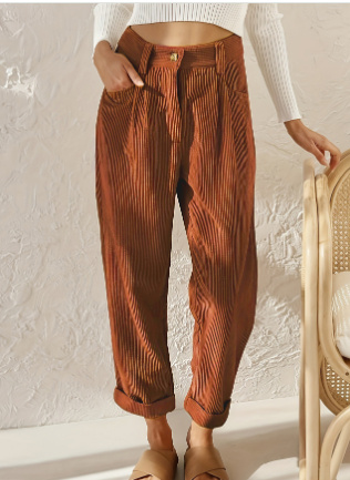 Corduroy High-Waist Pants - Image 2
