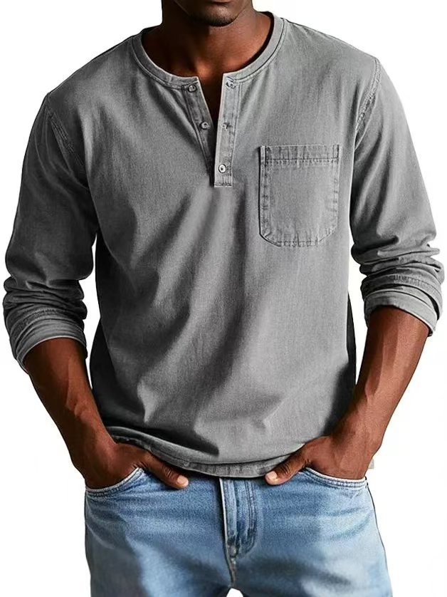 V-Neck Button T-Shirt - Image 7