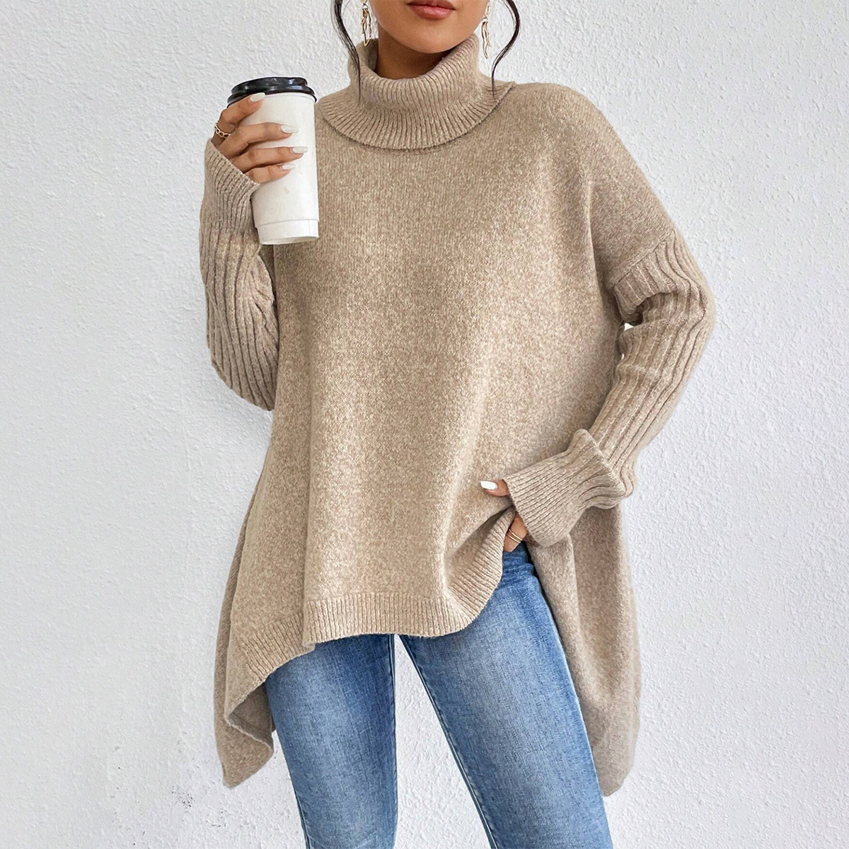 Irregular Turtleneck Sweater - Image 3
