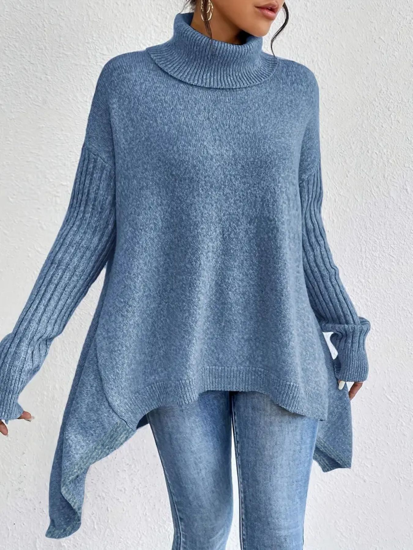 Irregular Turtleneck Sweater - Image 2
