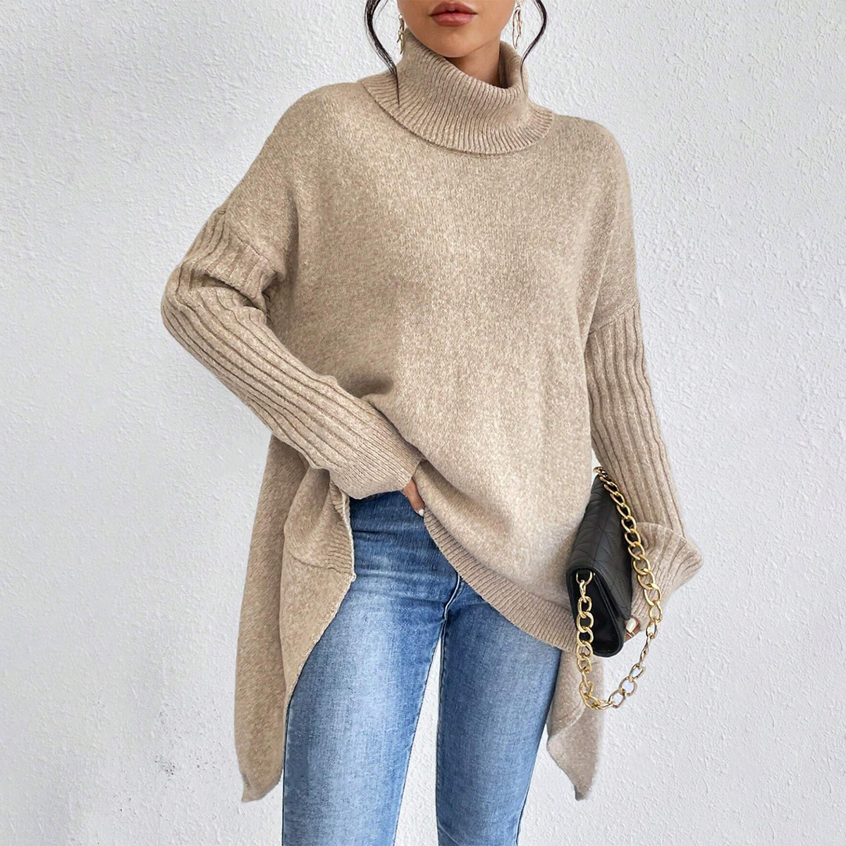 Irregular Turtleneck Sweater - Image 5