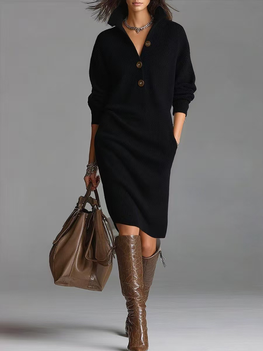 Button Sweater Dress - Image 3