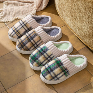 Plaid Plush Slippers