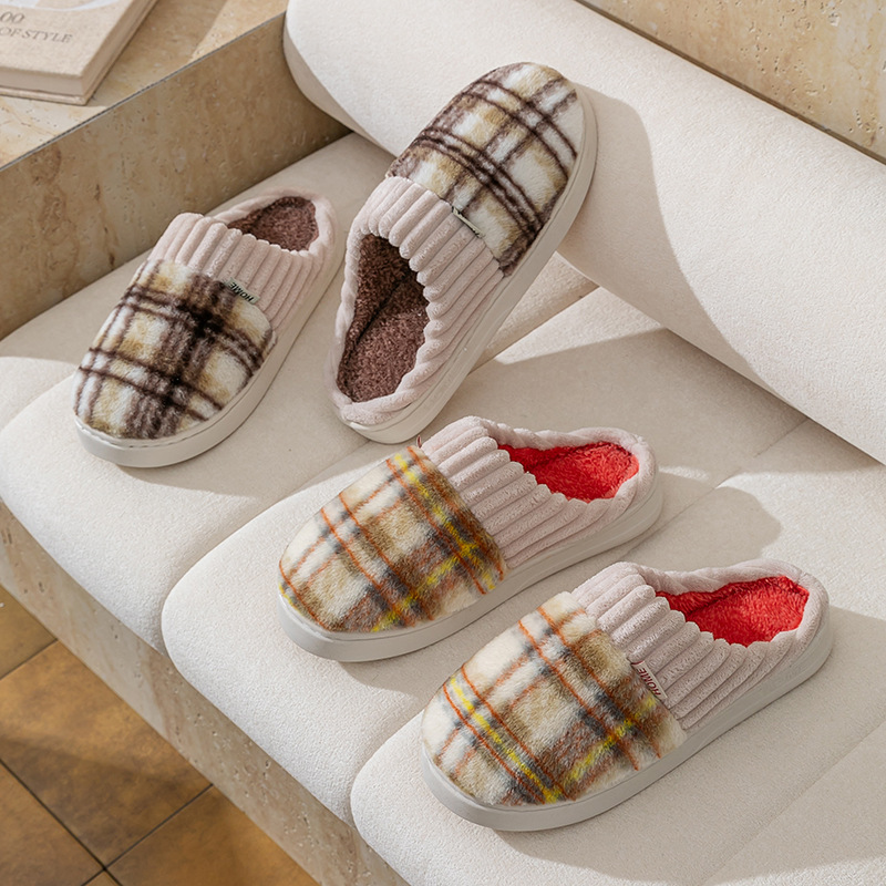 Plaid Plush Slippers - Image 5